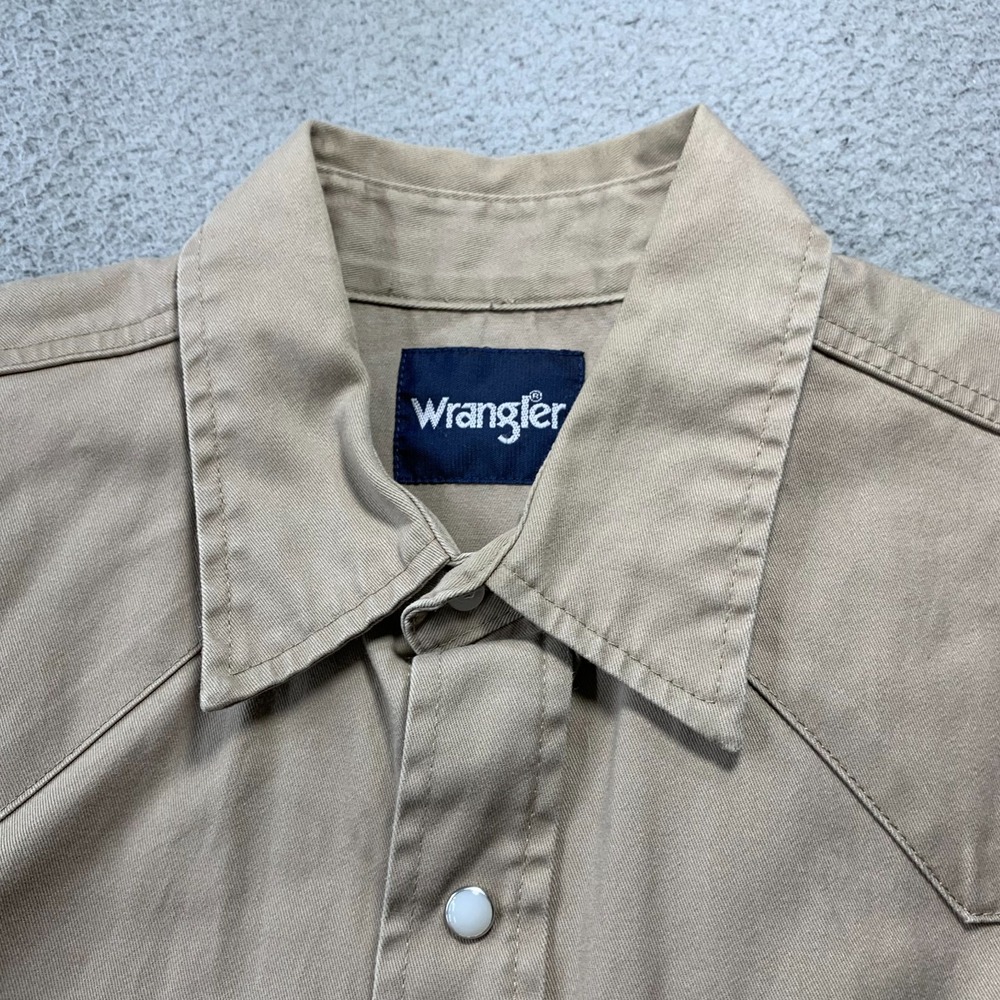Wrangler Brushpopper Shirt Mens Size XL Button Up Extra Large Beige* - Picture 10 of 12